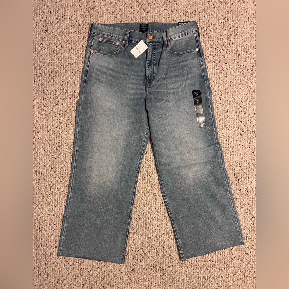 J Crew Wide Leg Crop Jeans All-day Stretch Size 31 NWT